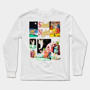 Christmas manger with the angel Gabriel, mother Mary, father Joseph and the child God Jesus Retro Comic Vintage Long Sleeve T-Shirt